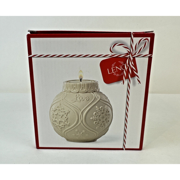 Lenox Christmas Candle holder Ornament White Christmas Joy Peace Tealight Noel - Picture 1 of 16